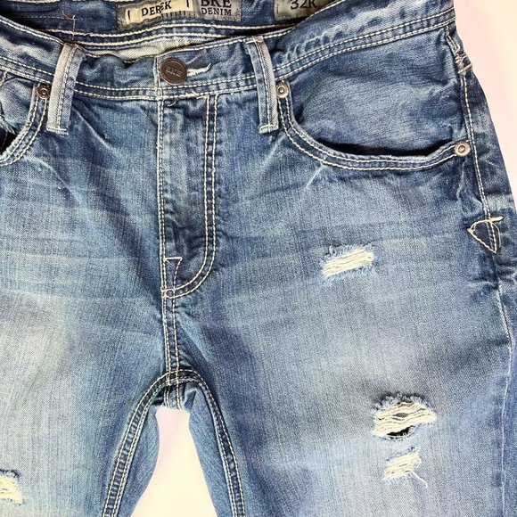 BKE Denim Men's 32R Derek Jeans Distressed Holes - Picture 6 of 15